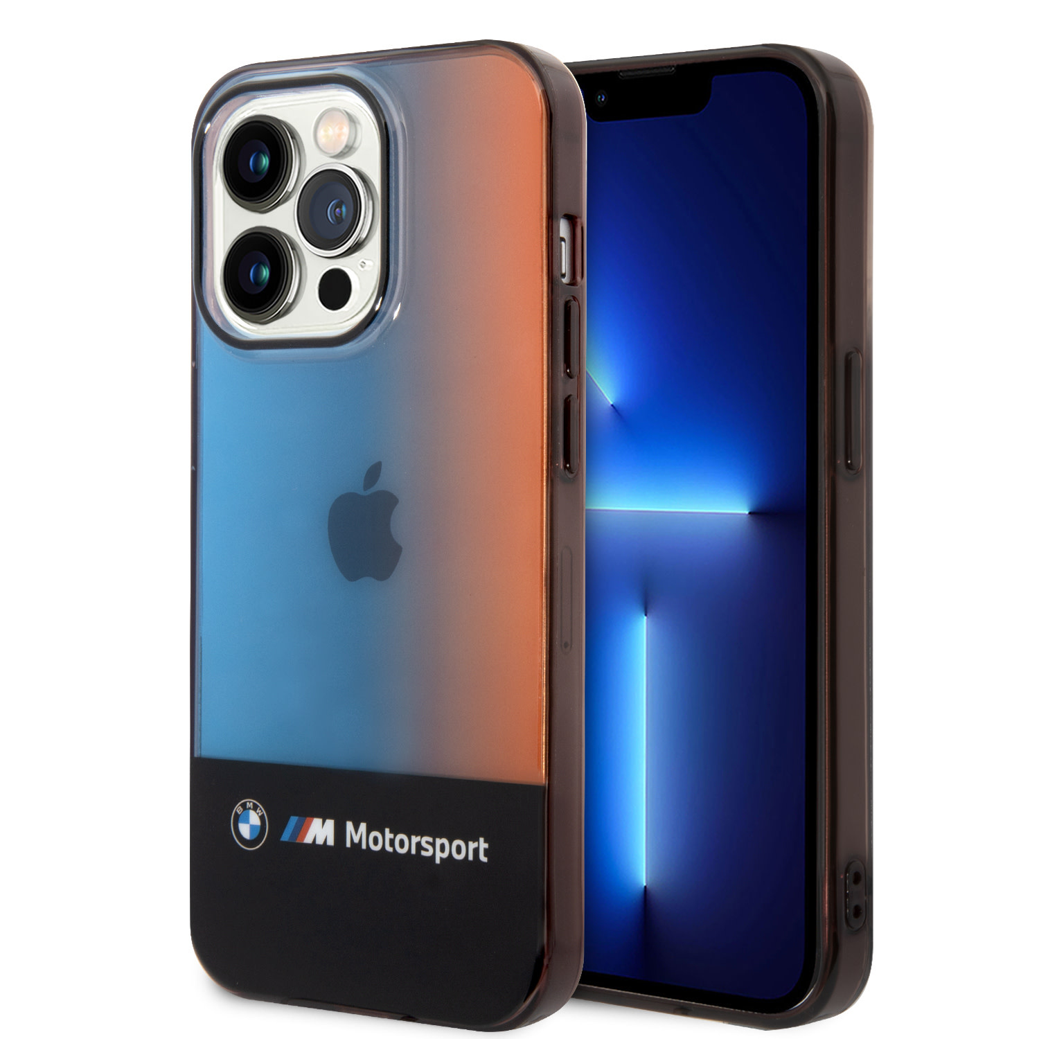 BMW iPhone 14 Pro hoesje - IML - Fading Tricolor - Zwart - productfoto