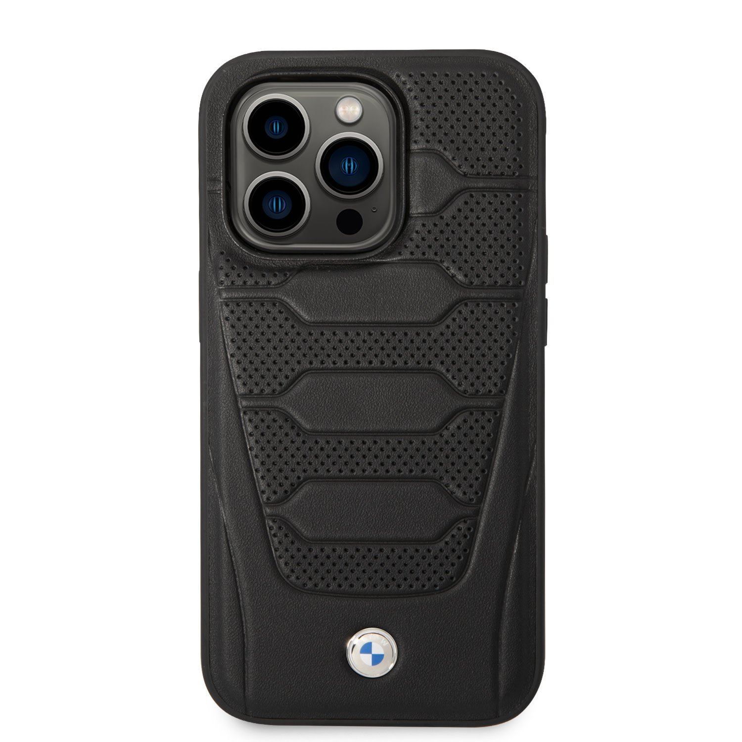 BMW iPhone 14 Pro hoesje - Red Leather Signature - Perforated Seats Design - Zwart - detail 2