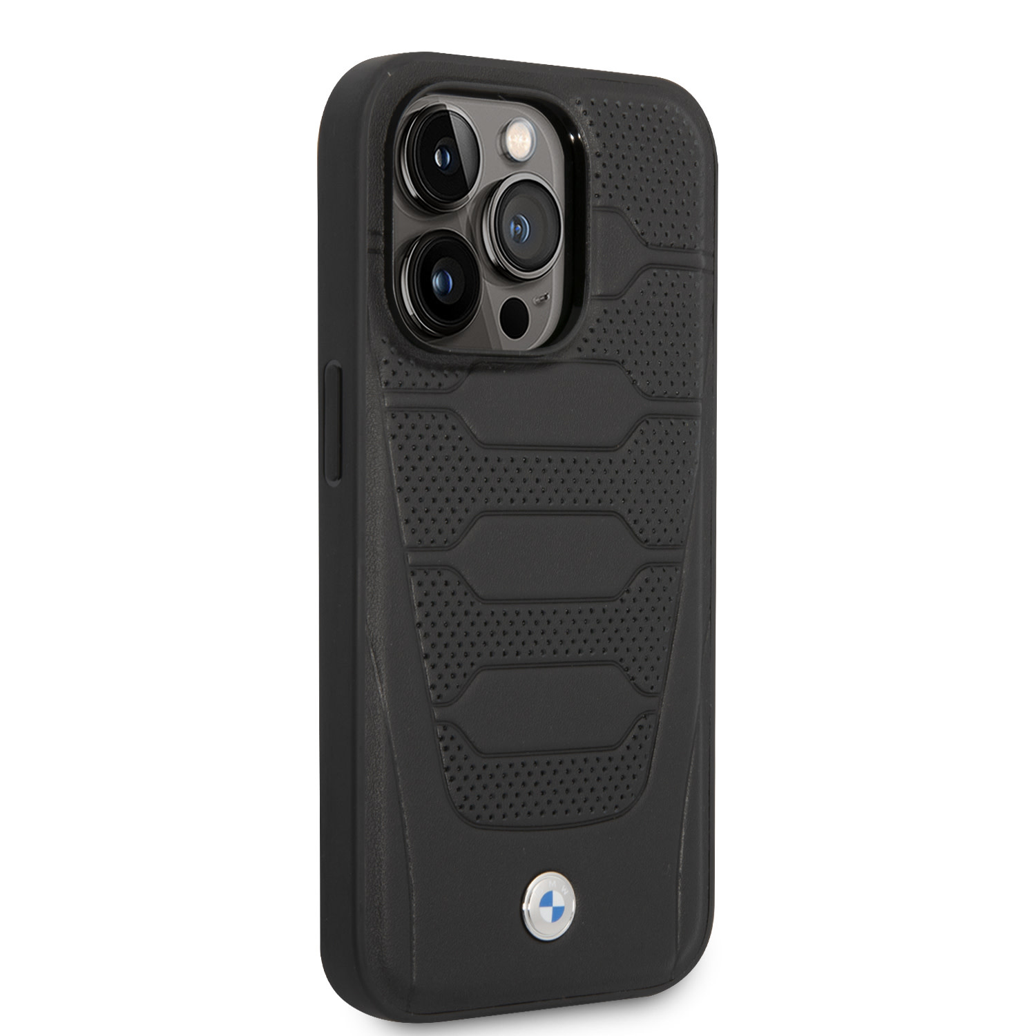 BMW iPhone 14 Pro hoesje - Red Leather Signature - Perforated Seats Design - Zwart - detail 4