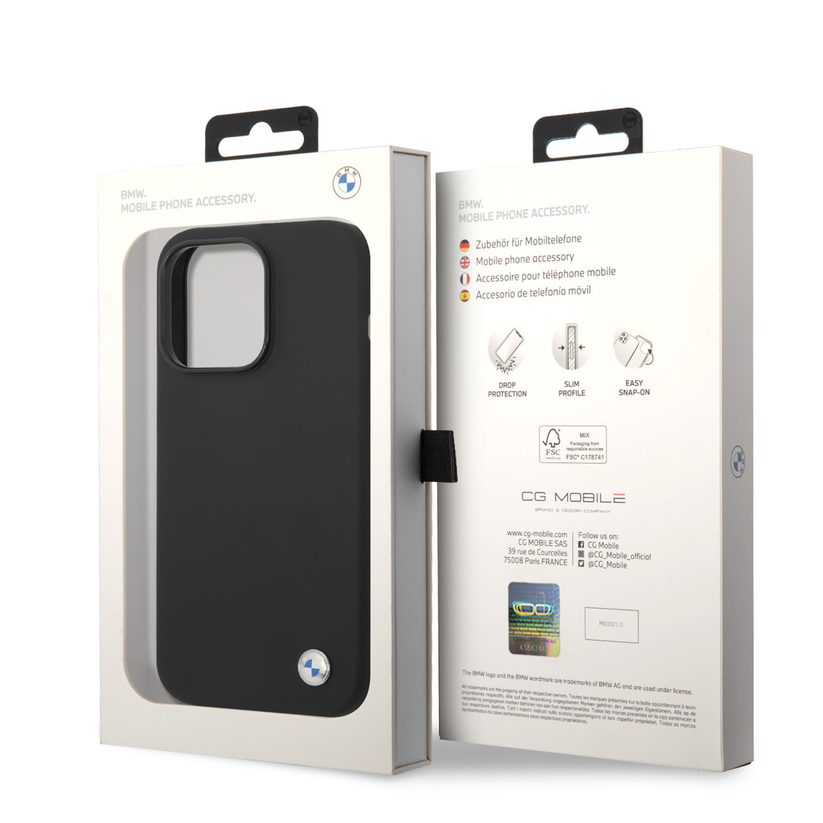 BMW iPhone 14 Pro Silicone hoesje - Metal Logo - Zwart - detail 6