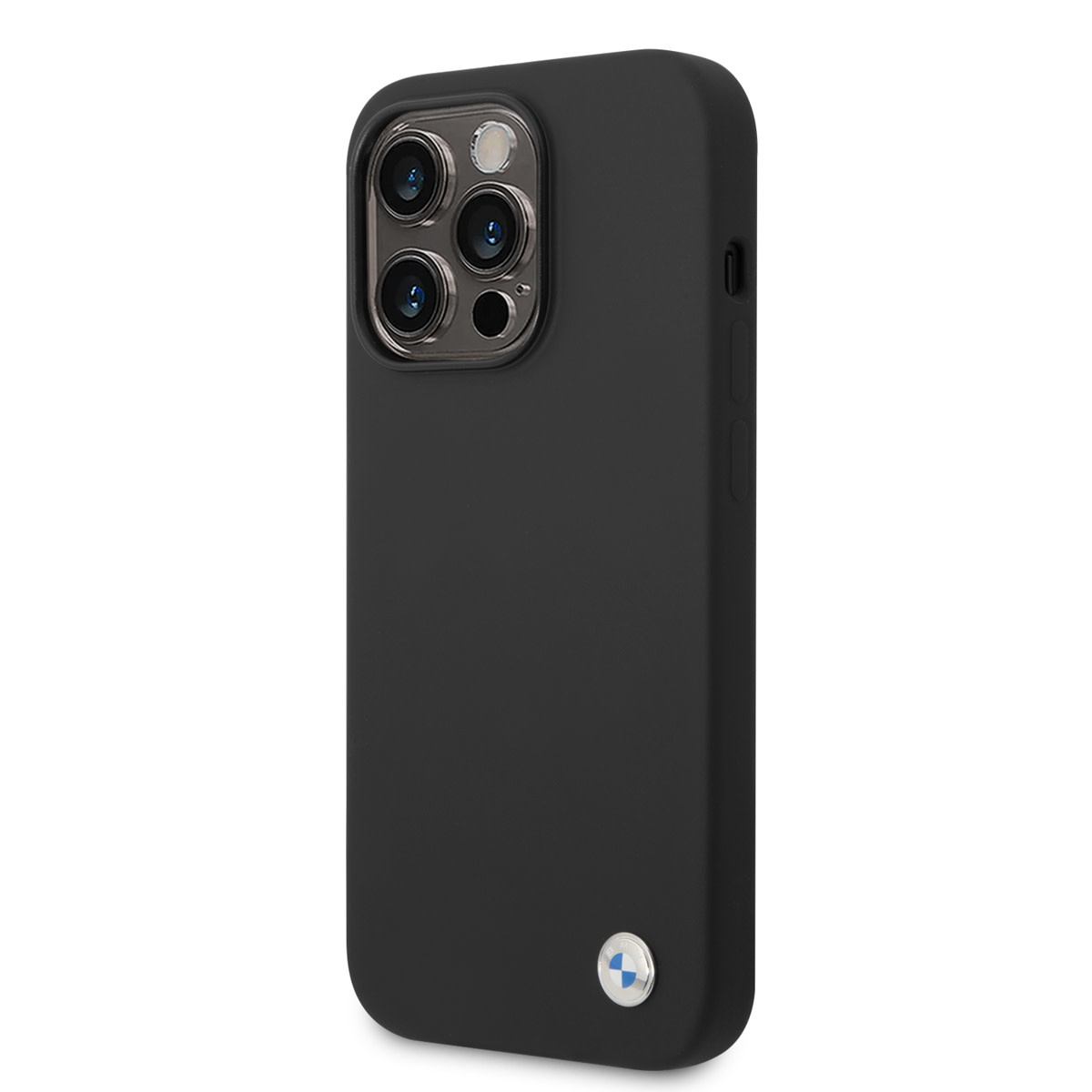 BMW iPhone 14 Pro Silicone hoesje - Metal Logo - Zwart - detail 1