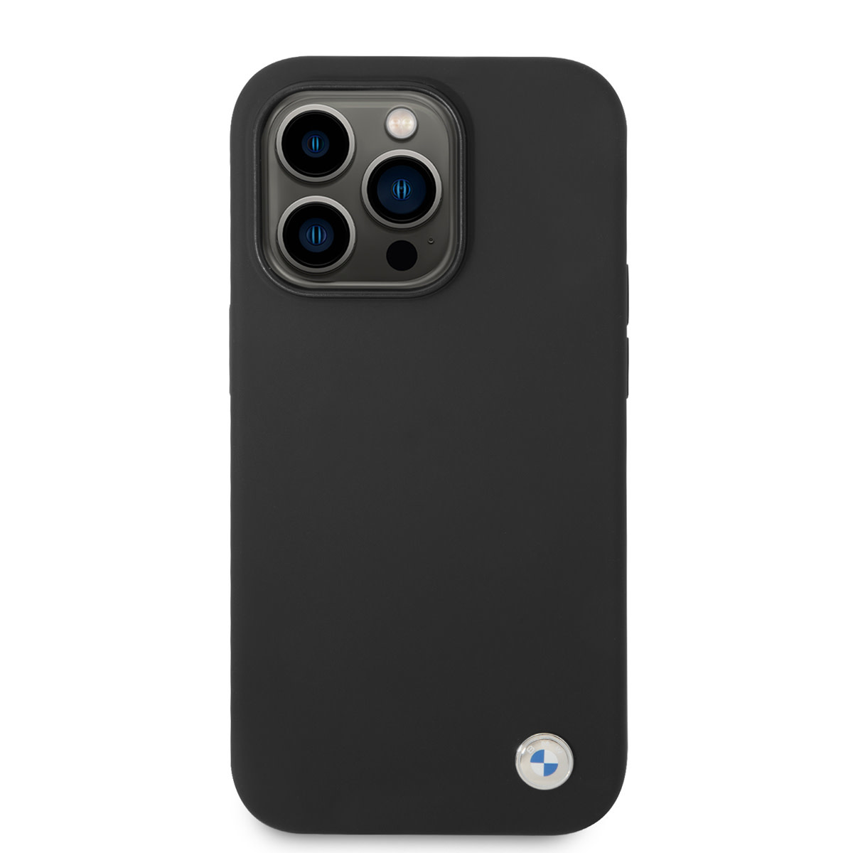 BMW iPhone 14 Pro Silicone hoesje - Metal Logo - Zwart - detail 2