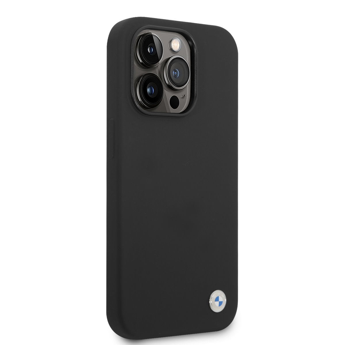 BMW iPhone 14 Pro Silicone hoesje - Metal Logo - Zwart - detail 3