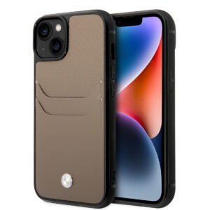 BMW iPhone 14 Plus hoesje - Card holder - Taupe - productfoto
