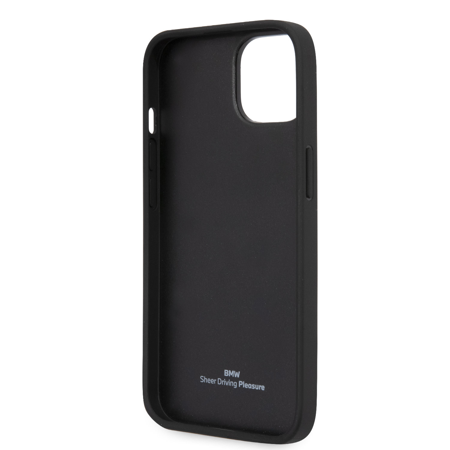 BMW iPhone 14 Plus & 15 Plus hoesje - Blue Leather Signature - Hot Stamp Lines - Zwart - detail 6