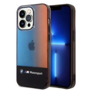 BMW iPhone 14 Pro Max hoesje - IML - Fading Tricolor - Zwart - productfoto