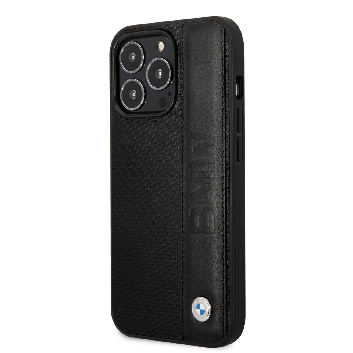 BMW iPhone 14 Pro Max hoesje - Textured & Logo Stripe - Zwart - detail 1