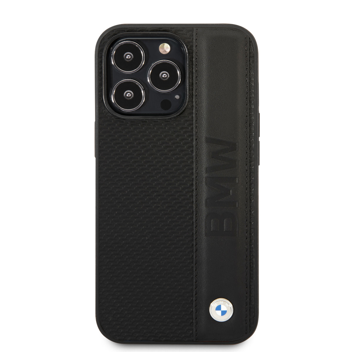 BMW iPhone 14 Pro Max hoesje - Textured & Logo Stripe - Zwart - detail 2