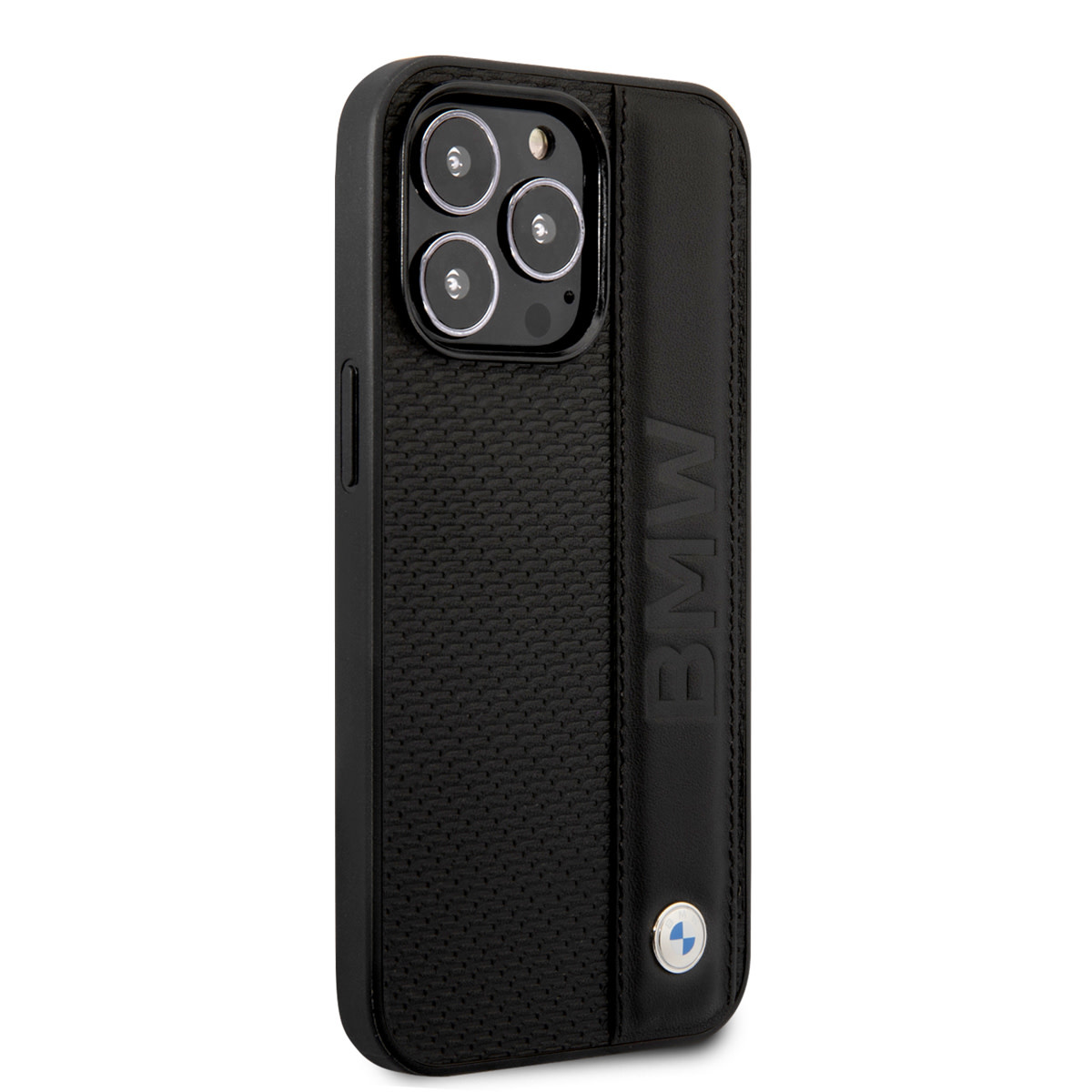 BMW iPhone 14 Pro Max hoesje - Textured & Logo Stripe - Zwart - detail 3
