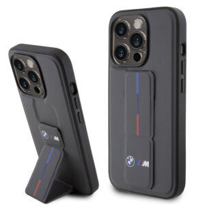 BMW iPhone 15 Pro hoesje - Tricolor Gripstand - Grijs - productfoto