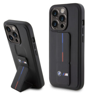 BMW iPhone 15 Pro hoesje - Tricolor Gripstand - Zwart - productfoto
