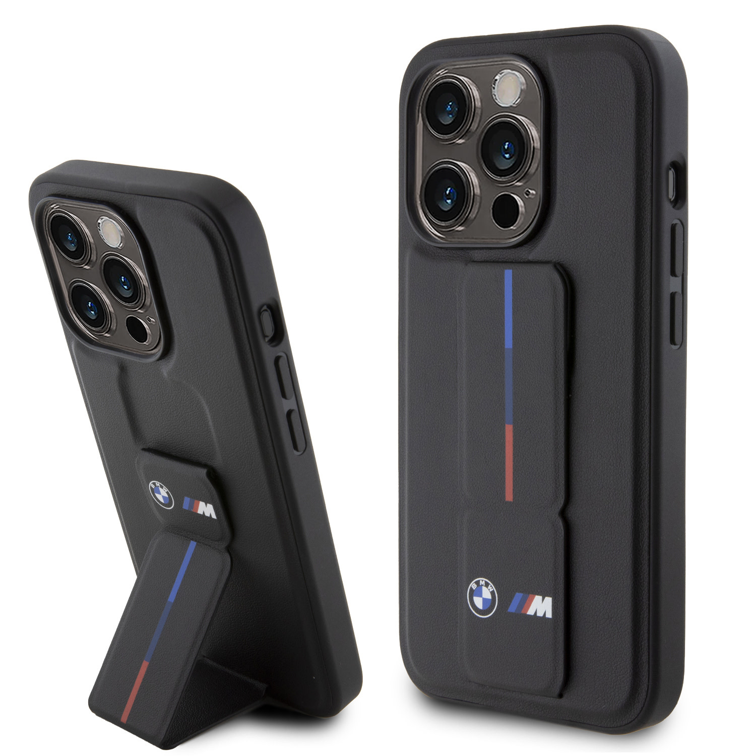 BMW iPhone 15 Pro hoesje - Tricolor Gripstand - Zwart - productfoto