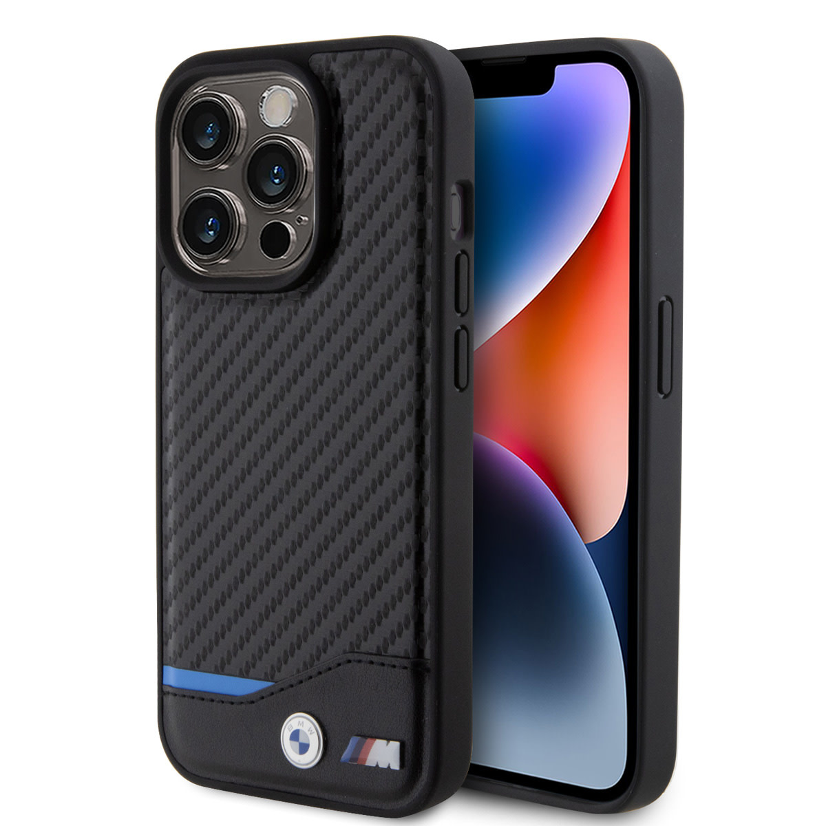 BMW iPhone 15 Pro Hardcase hoesje - Carbon - Zwart - productfoto