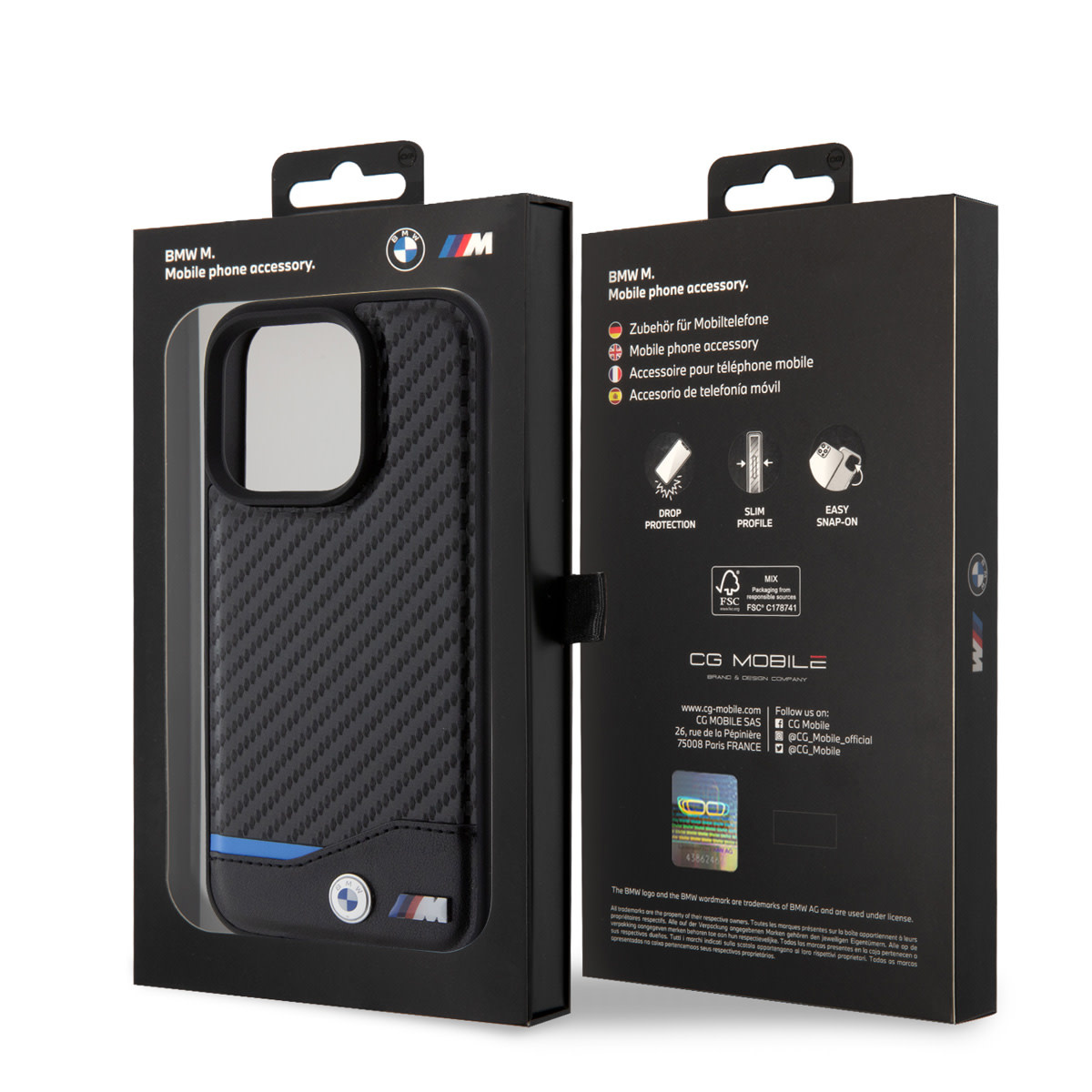 BMW iPhone 15 Pro Hardcase hoesje - Carbon - Zwart - detail 7