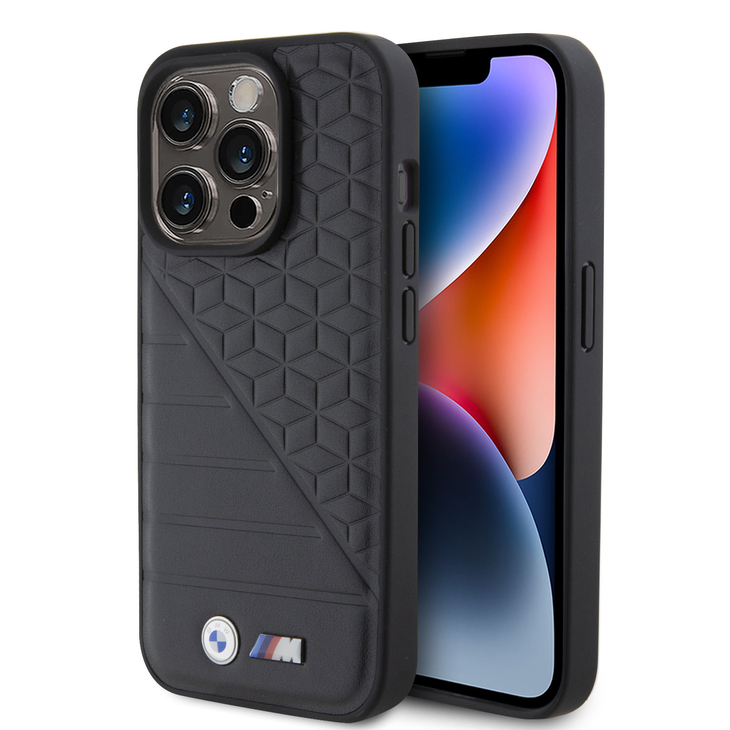 BMW iPhone 15 Pro hoesje - M Collection - Hot Stamp & BI Pattern - Zwart - productfoto