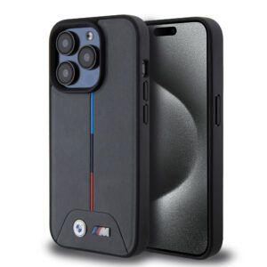 BMW iPhone 15 Pro hoesje - Quilted Tricolor Pattern - Grijs - productfoto