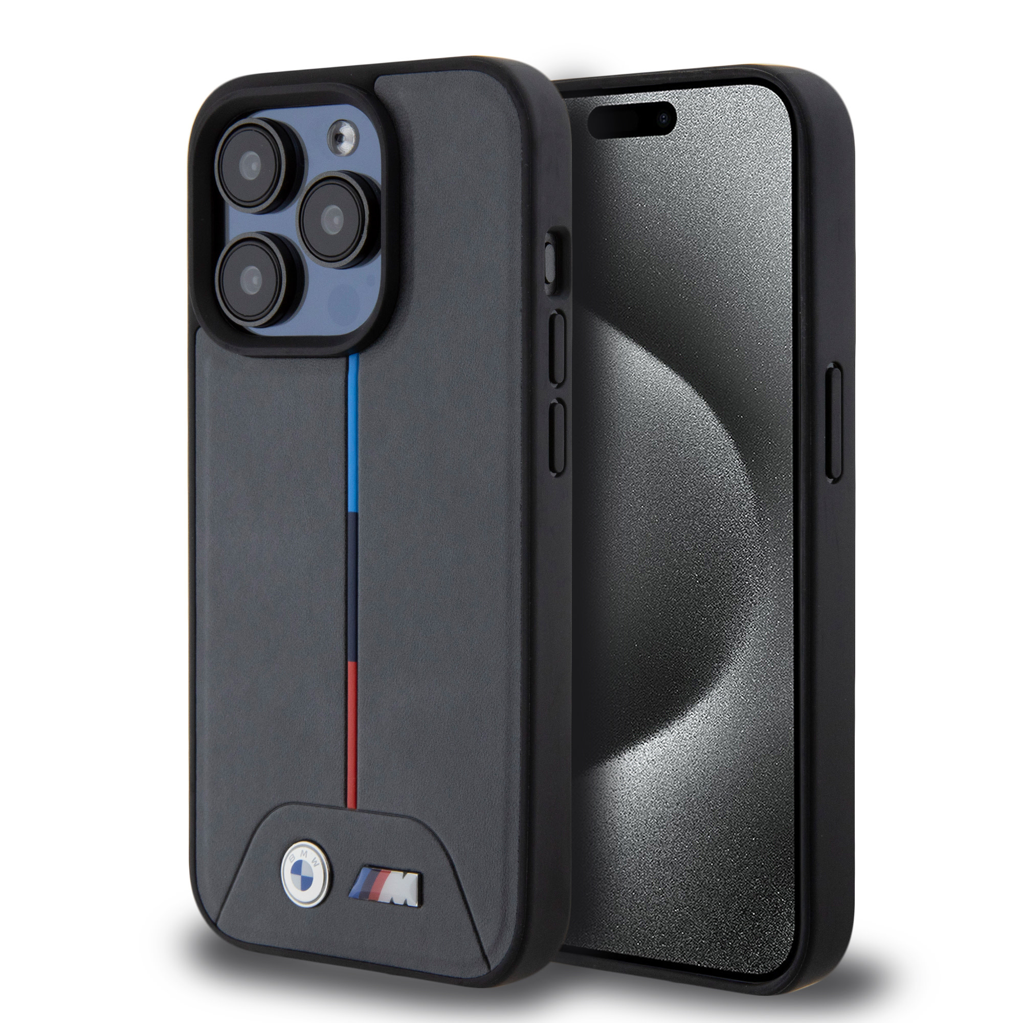 BMW iPhone 15 Pro hoesje - Quilted Tricolor Pattern - Grijs - productfoto