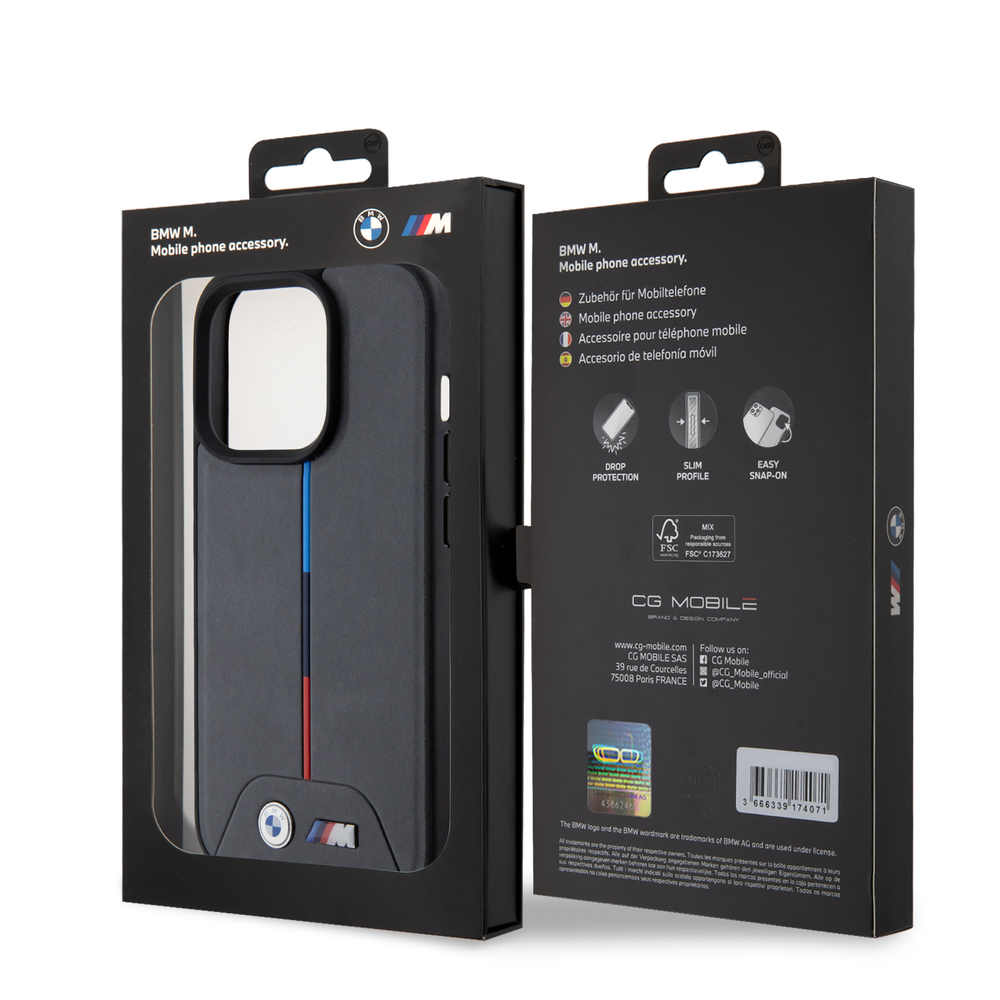 BMW iPhone 15 Pro hoesje - Quilted Tricolor Pattern - Grijs - detail 7