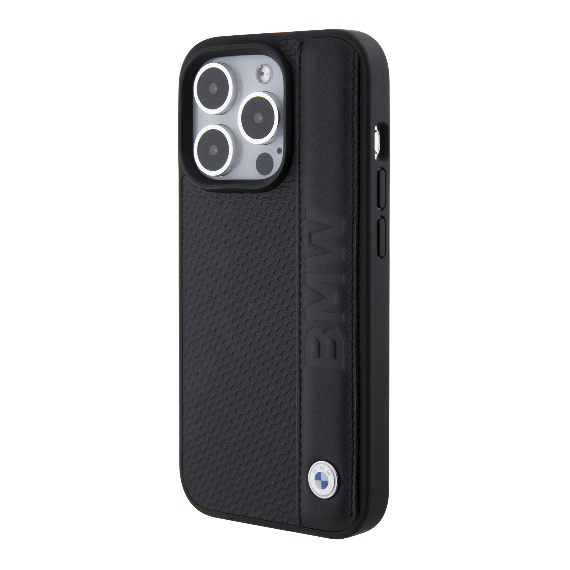 BMW iPhone 15 Pro hoesje - Textured & Stripe Design - Zwart - detail 1