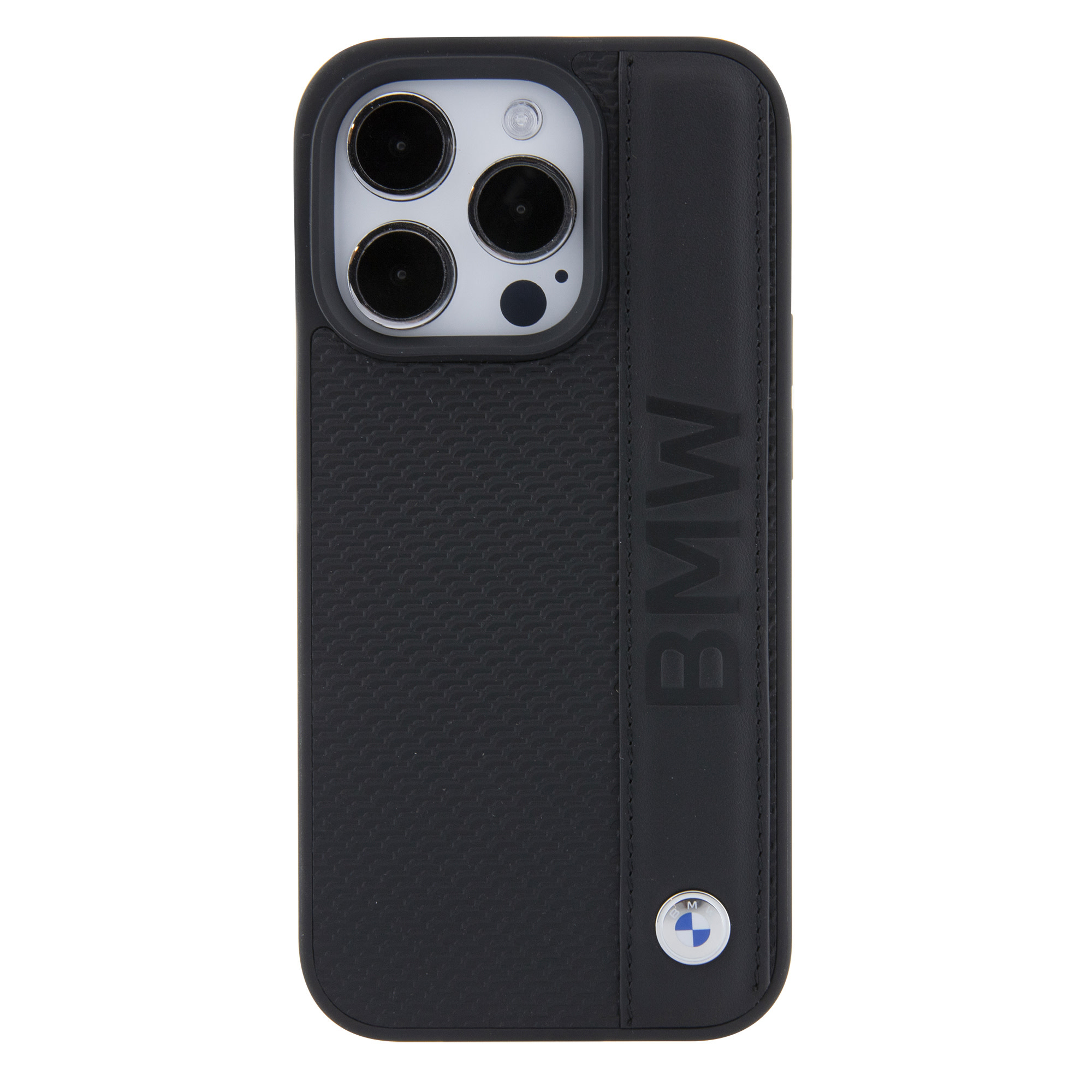 BMW iPhone 15 Pro hoesje - Textured & Stripe Design - Zwart - detail 2