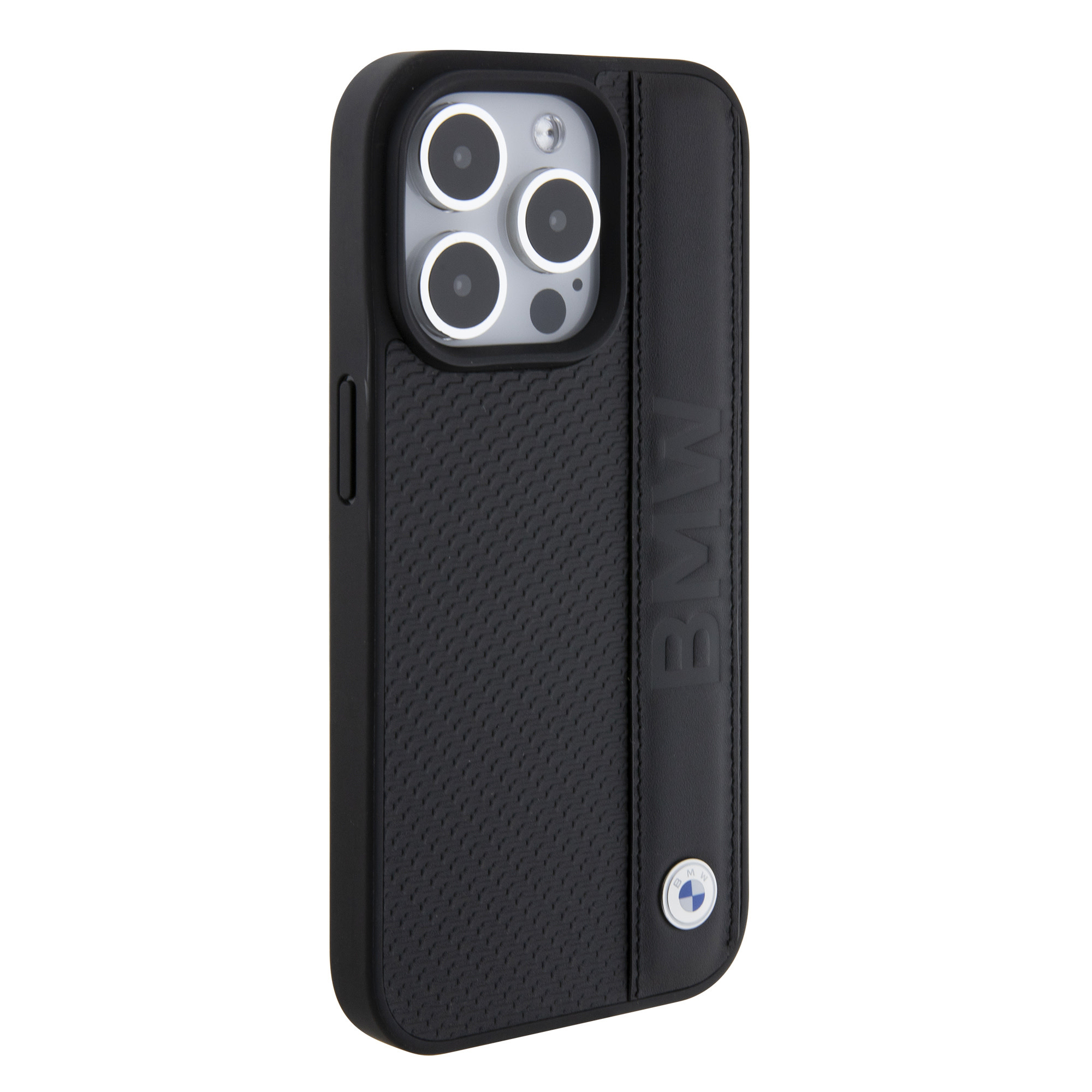 BMW iPhone 15 Pro hoesje - Textured & Stripe Design - Zwart - detail 4