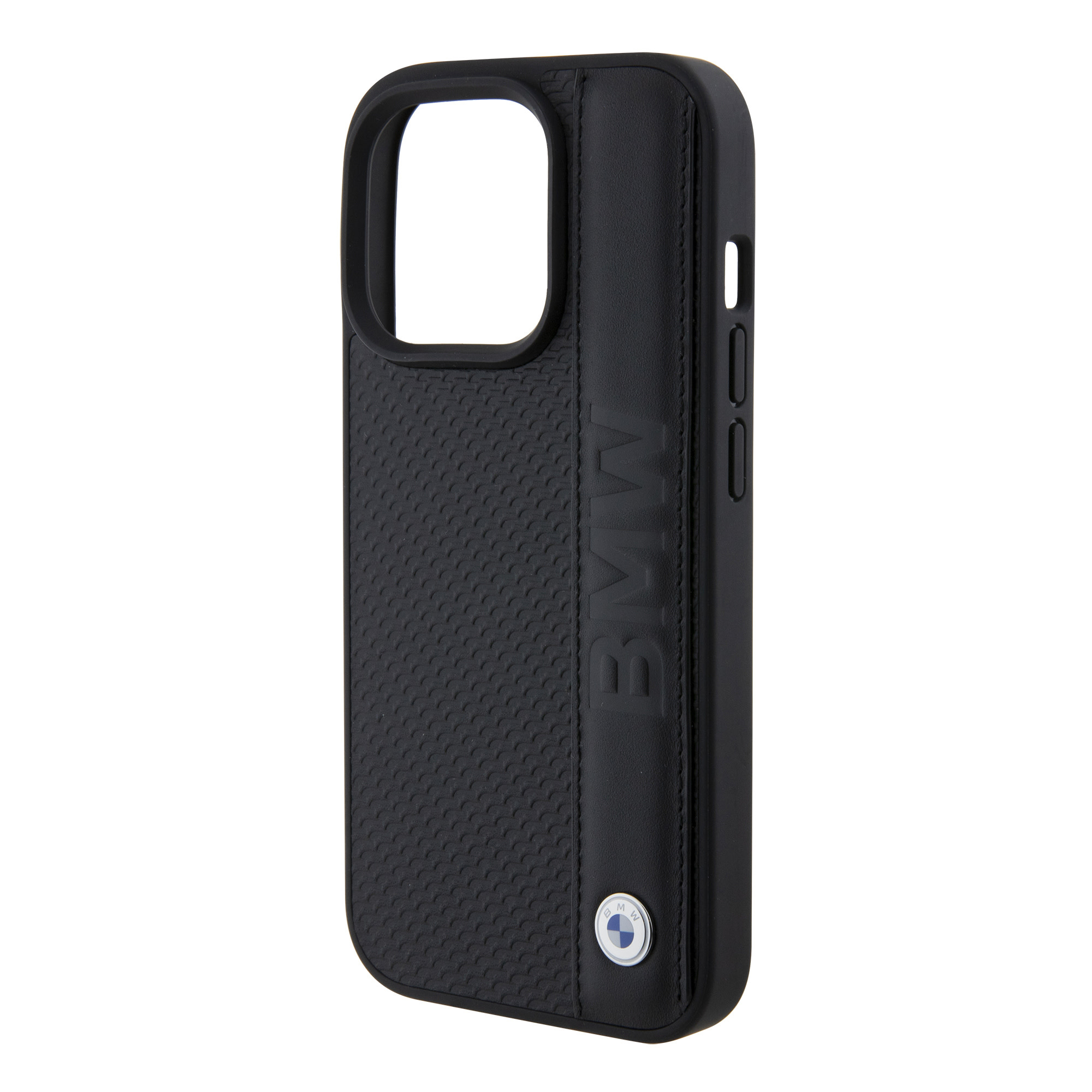 BMW iPhone 15 Pro hoesje - Textured & Stripe Design - Zwart - detail 5