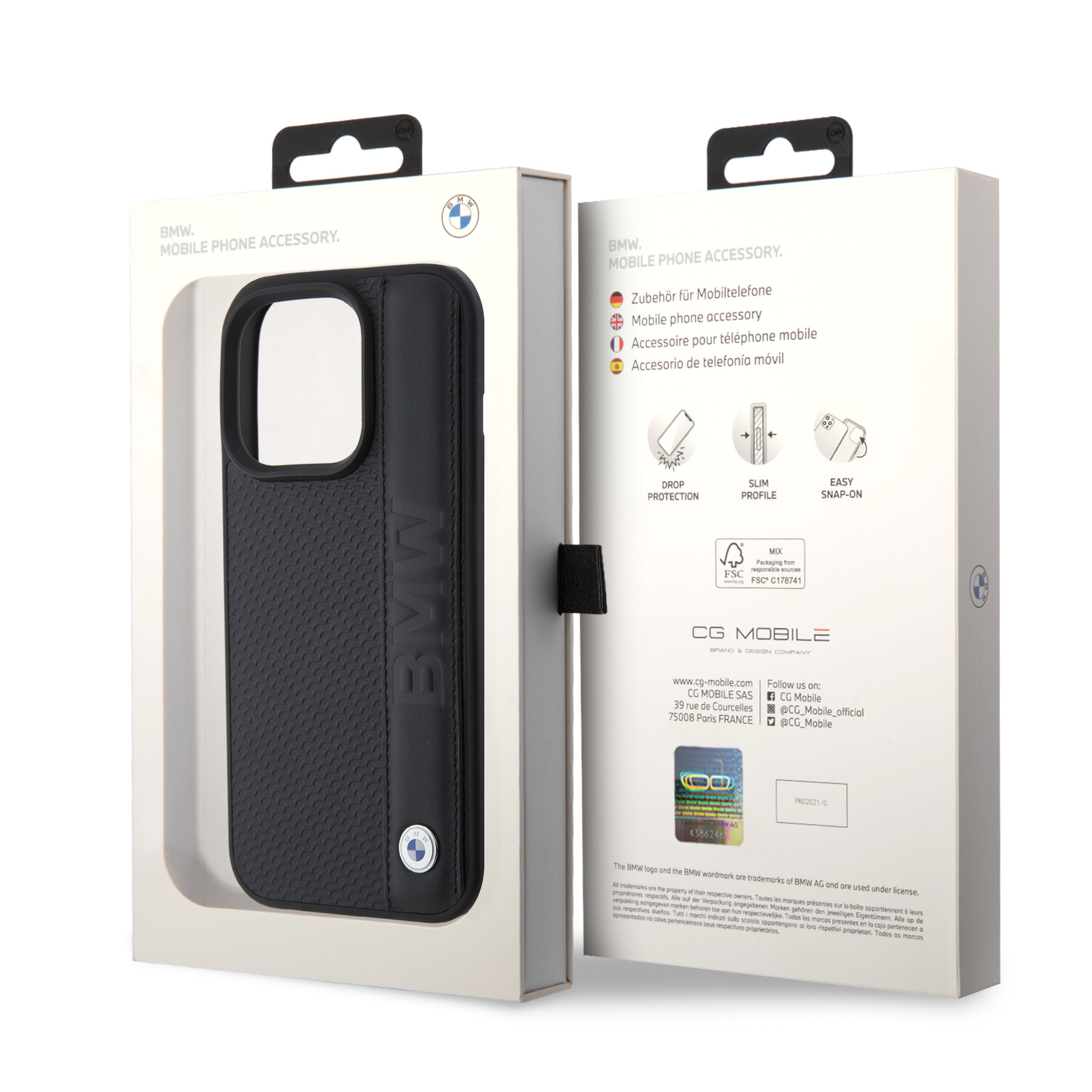 BMW iPhone 15 Pro hoesje - Textured & Stripe Design - Zwart - detail 7