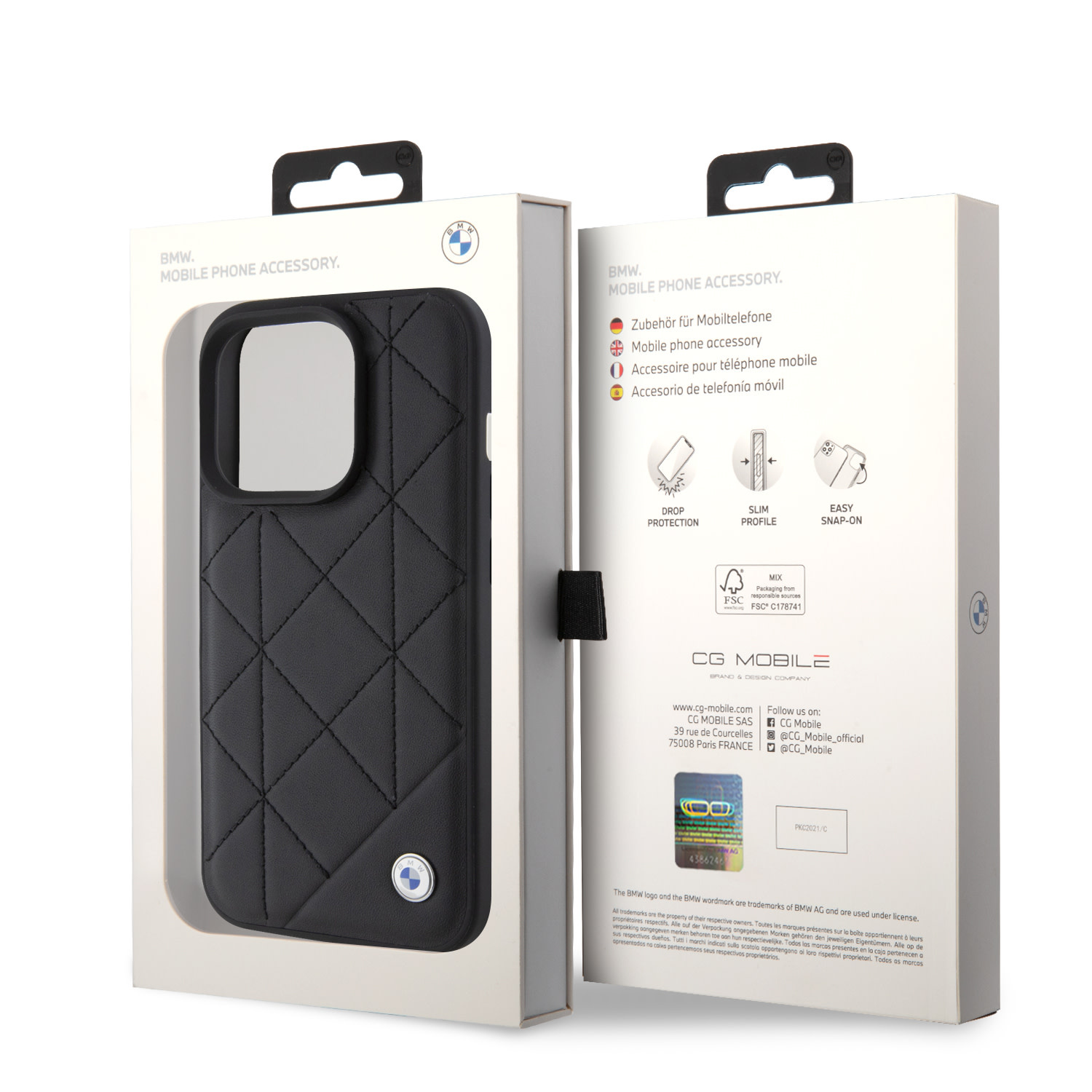 BMW iPhone 15 Pro hoesje - Quilted Pattern - Zwart - detail 7
