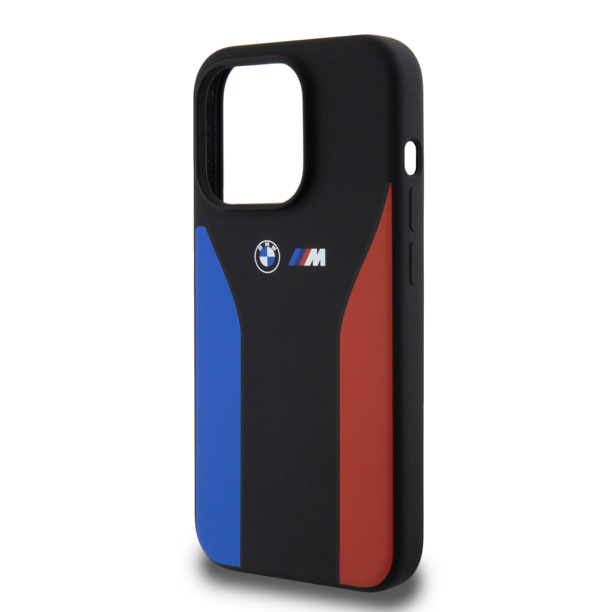 BMW iPhone 15 Pro hoesje - Blue & Red Stripes - Zwart - detail 5
