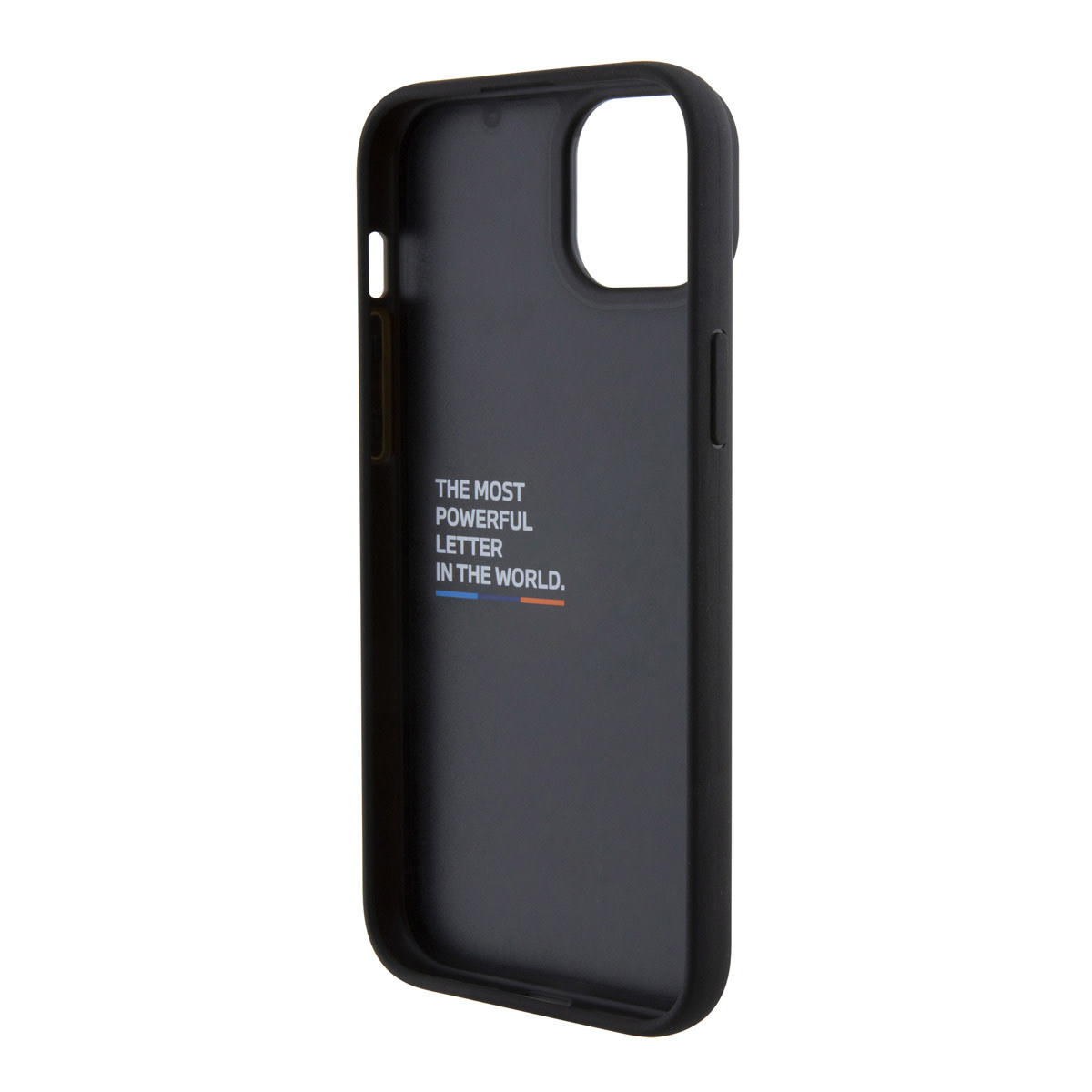 BMW iPhone 15 Plus Genuine Leather Back cover hoesje - Tricolor Stamp - Zwart - detail 5