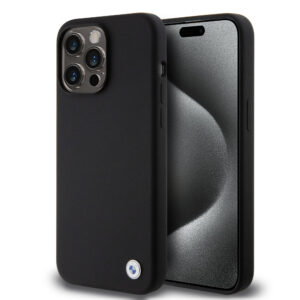 BMW iPhone 15 Pro Max hoesje - Metal Logo - Zwart - productfoto