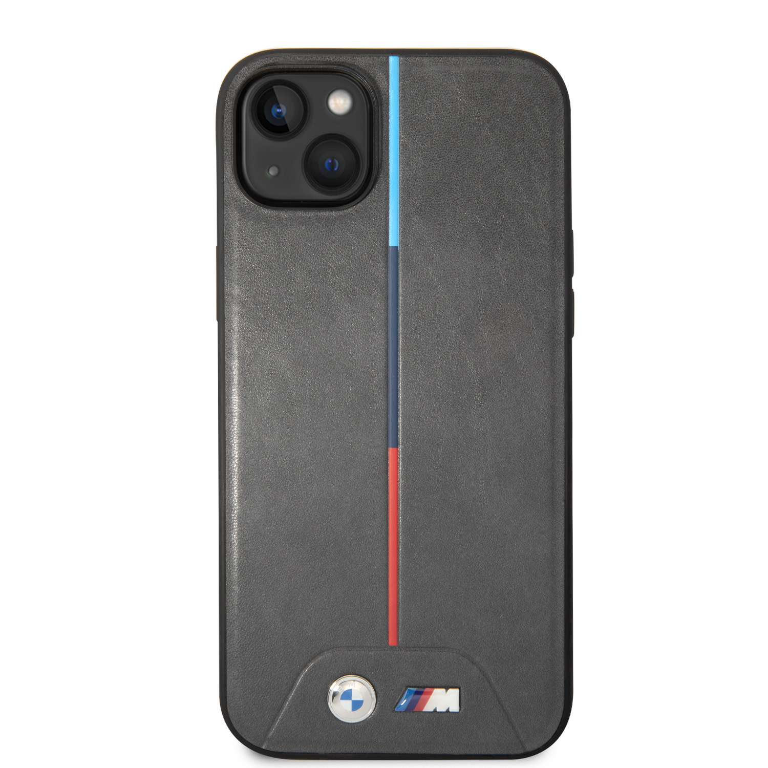 BMW iPhone 14 Plus & 15 Plus hoesje - M Collection - Quilted - Tricolor Stripe - Grijs - detail 2