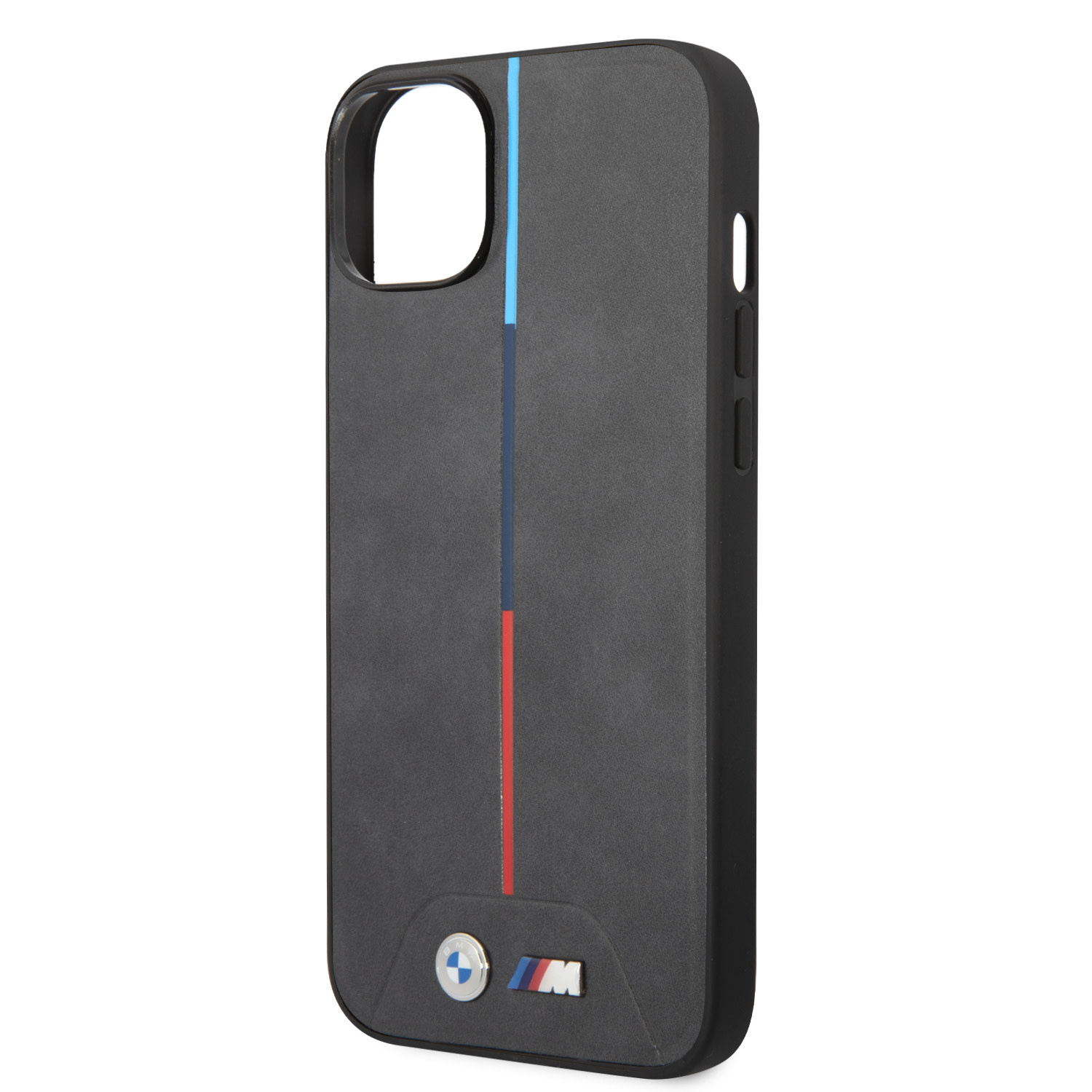 BMW iPhone 14 Plus & 15 Plus hoesje - M Collection - Quilted - Tricolor Stripe - Grijs - detail 6