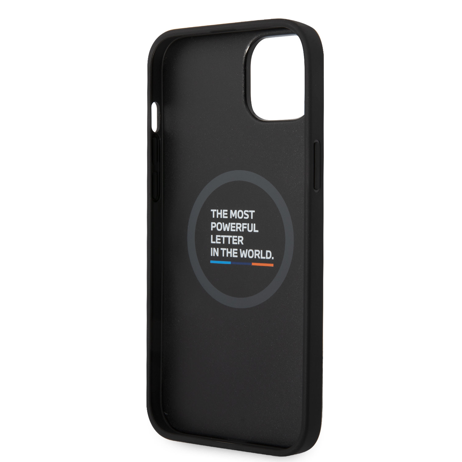 BMW iPhone 14 Plus & 15 Plus hoesje - M Collection - Quilted - Tricolor Stripe - Grijs - detail 5