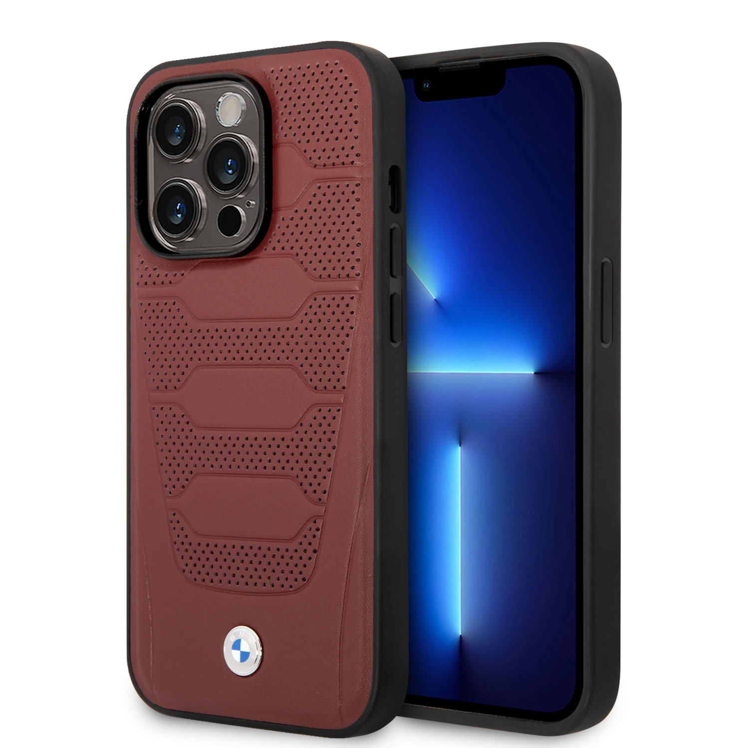 BMW iPhone 14 Pro Max hoesje - Red Leather Signature - Perforated Seats Design - Rood - productfoto