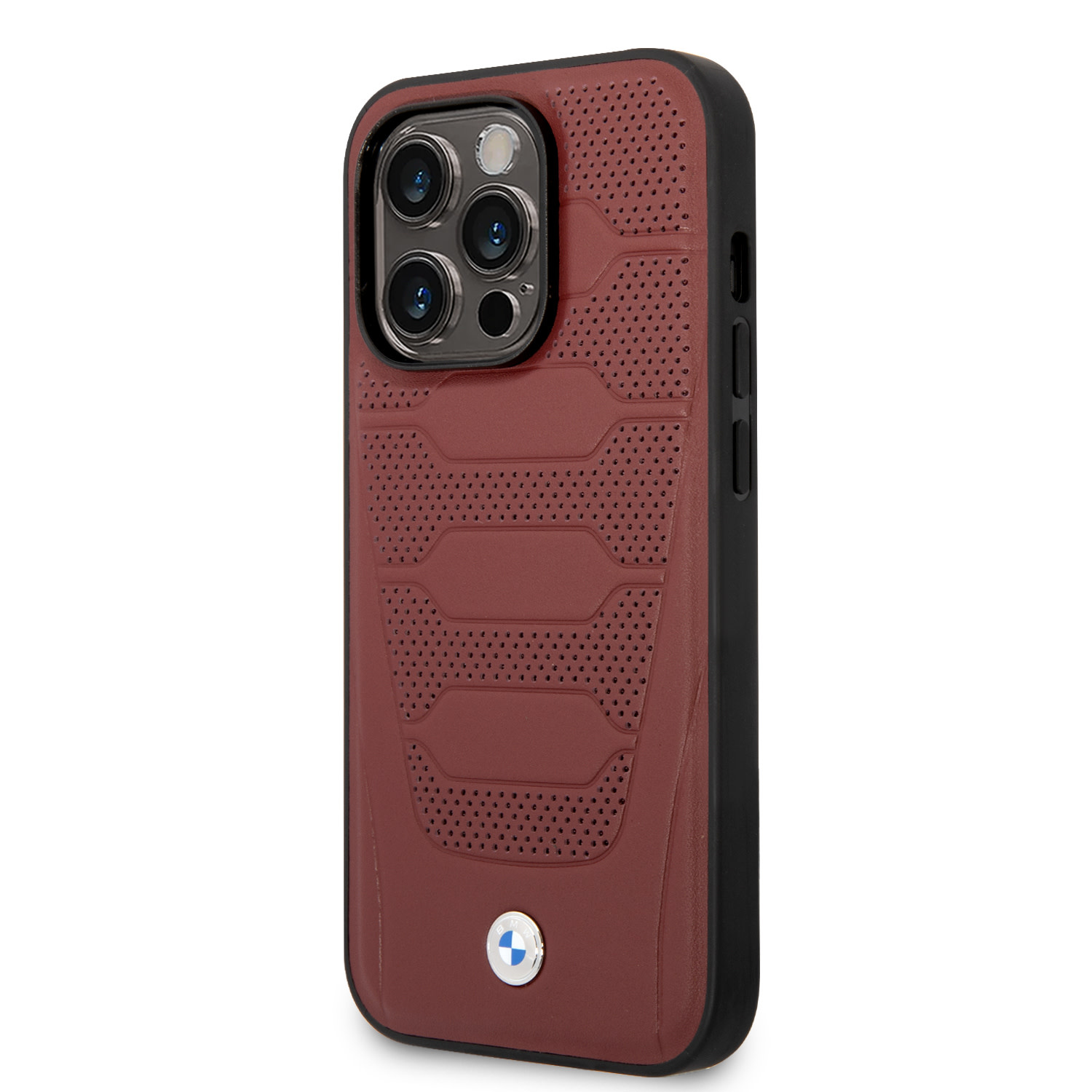 BMW iPhone 14 Pro Max hoesje - Red Leather Signature - Perforated Seats Design - Rood - detail 1