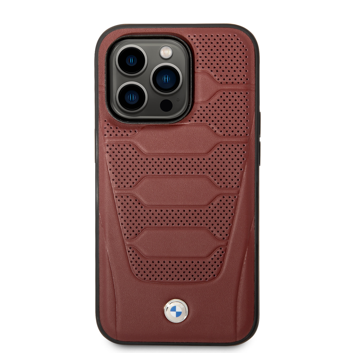 BMW iPhone 14 Pro Max hoesje - Red Leather Signature - Perforated Seats Design - Rood - detail 2