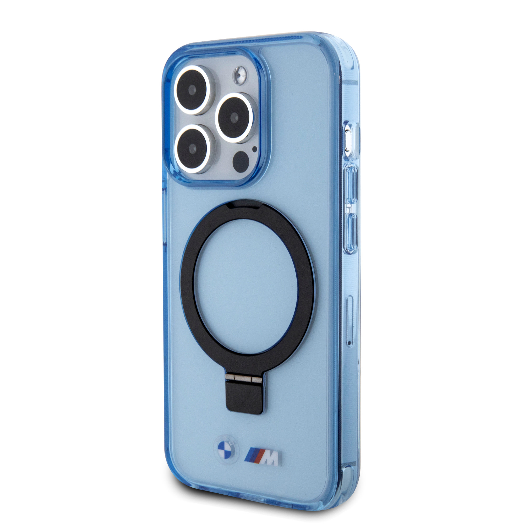 BMW iPhone 15 Pro hoesje - Magsafe - IML Ring Stand - Blauw - detail 1