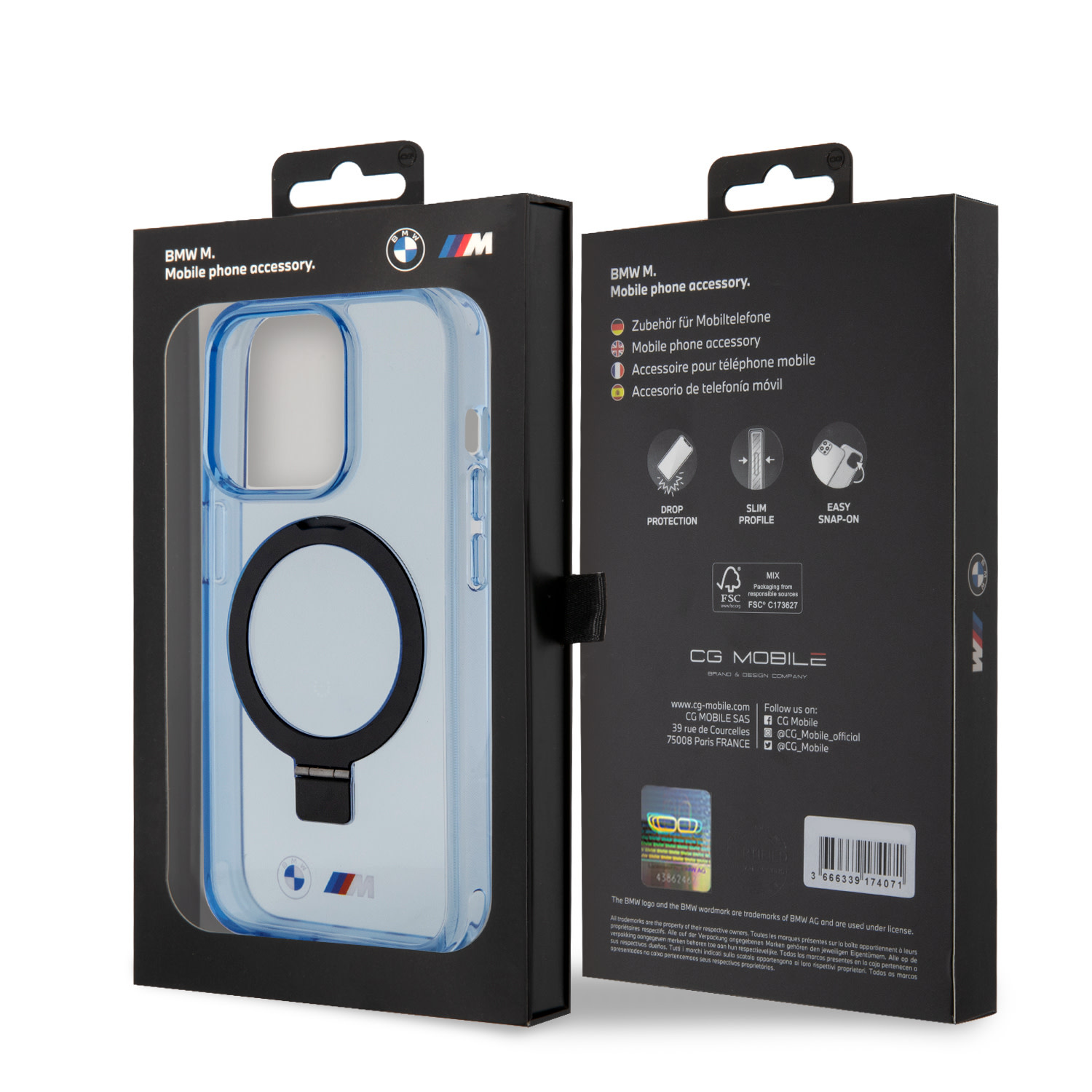 BMW iPhone 15 Pro hoesje - Magsafe - IML Ring Stand - Blauw - detail 7