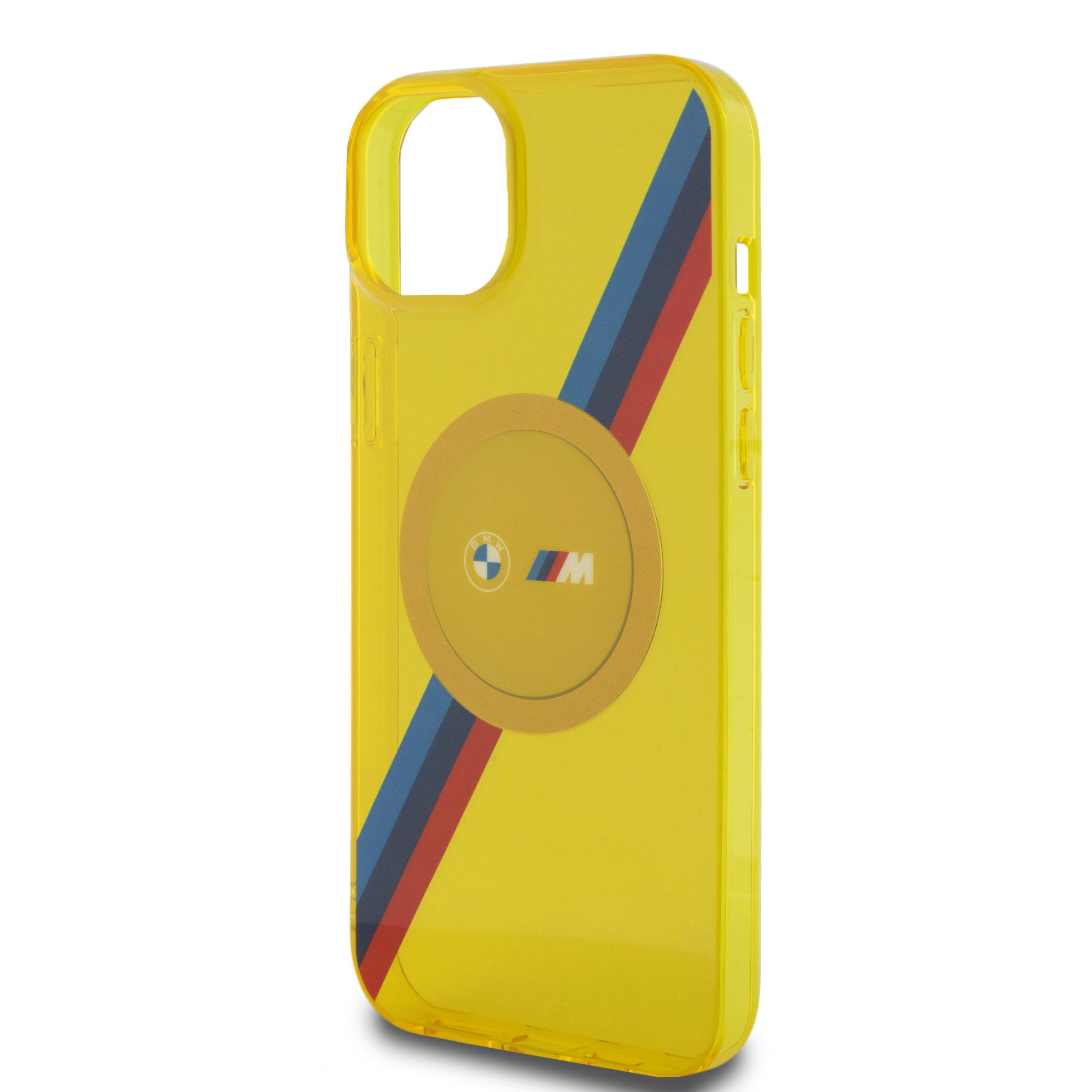 BMW iPhone 15 Plus & 14 Plus hoesje - Magsafe - M Tricolor Stripes - Geel - detail 5