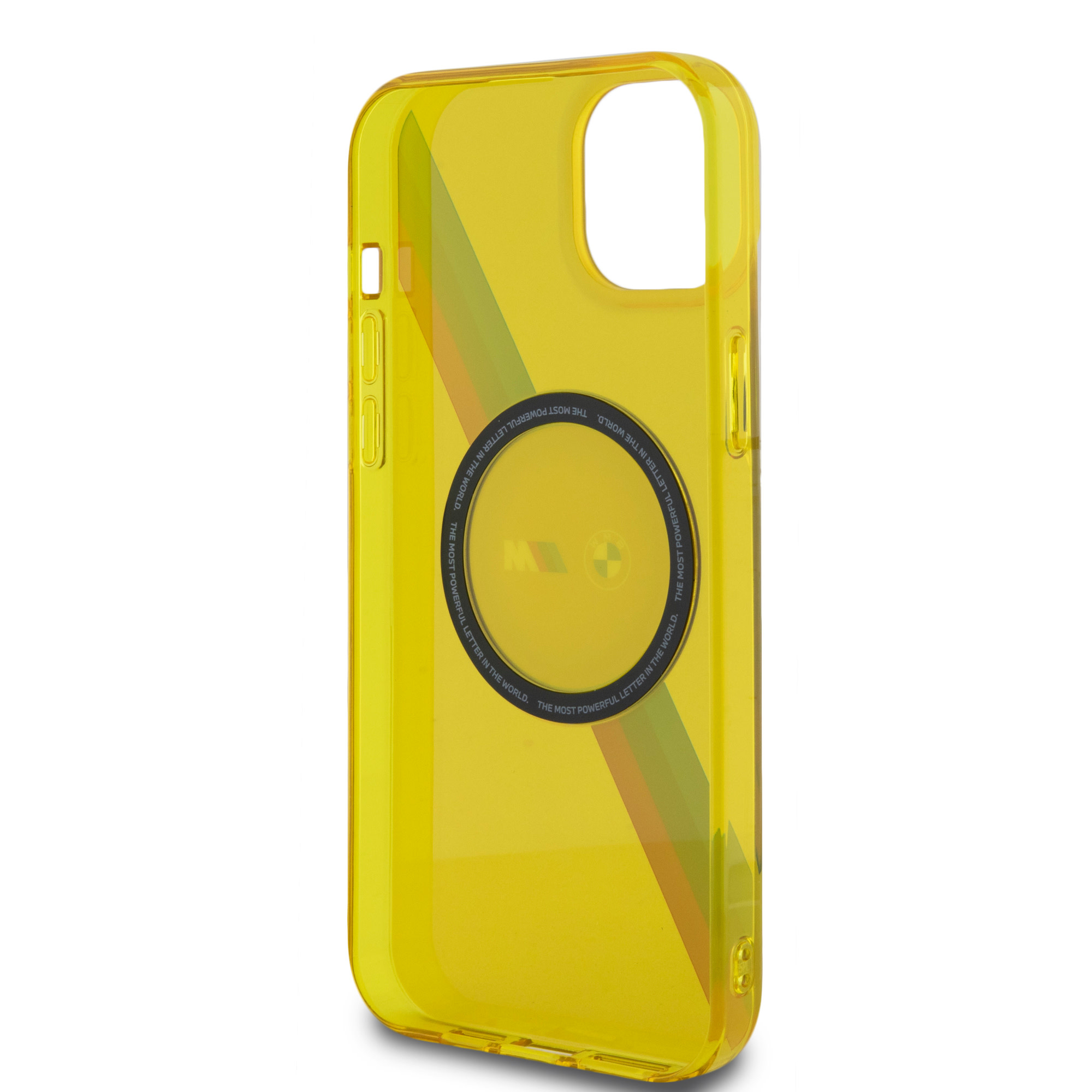 BMW iPhone 15 Plus & 14 Plus hoesje - Magsafe - M Tricolor Stripes - Geel - detail 6