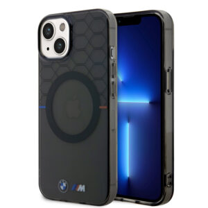 BMW iPhone 15 Plus & 14 Plus hoesje - Magsafe - M Pattern - Grijs - productfoto