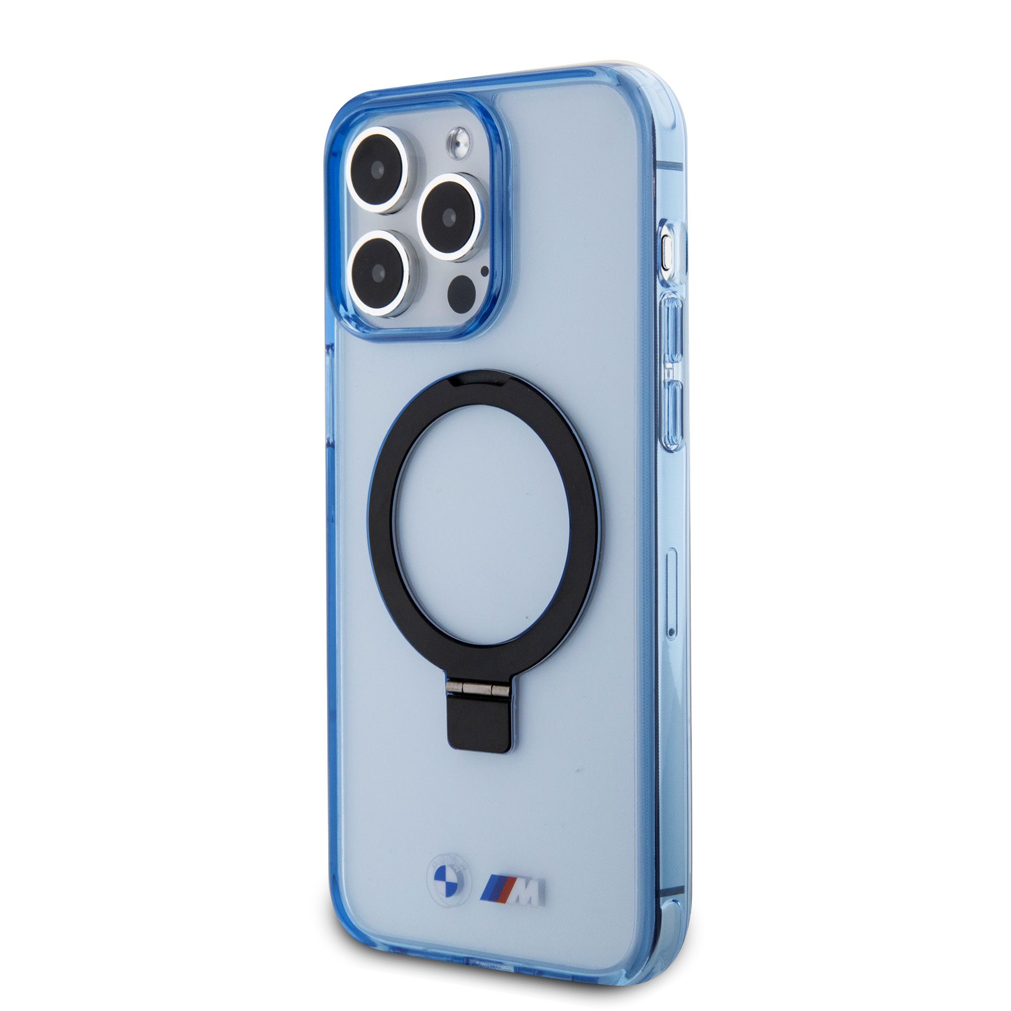 BMW iPhone 15 Pro Max hoesje - Magsafe - IML Ring Stand - Blauw - detail 1