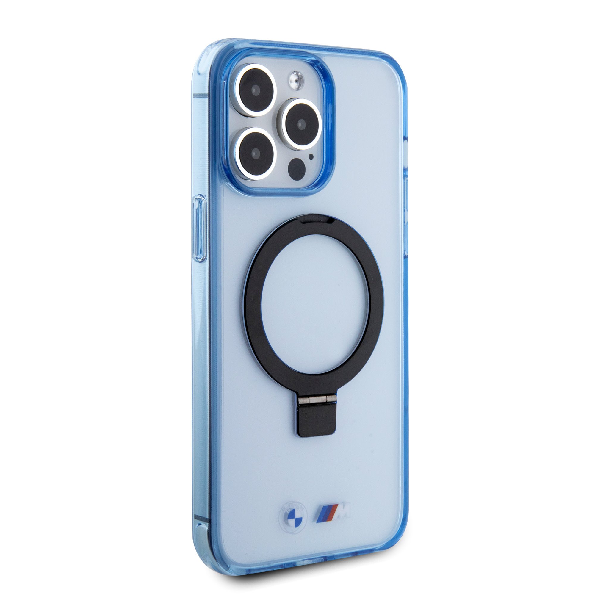 BMW iPhone 15 Pro Max hoesje - Magsafe - IML Ring Stand - Blauw - detail 3