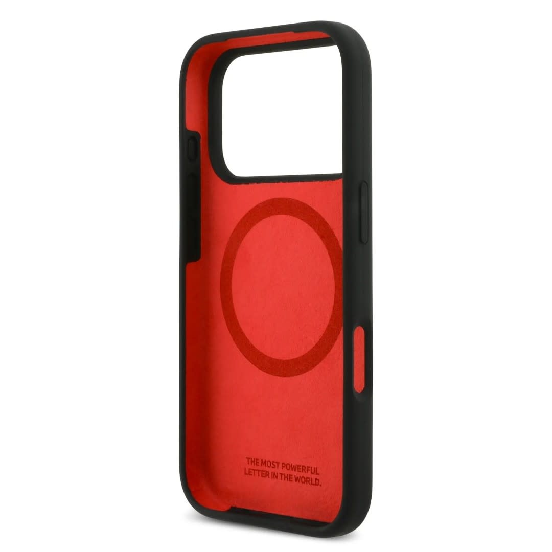 BMW iPhone 17 Pro Max hoesje - MagSafe - Liquid Silicone Case With Printed Multi-Tricolor - Zwart - detail 6