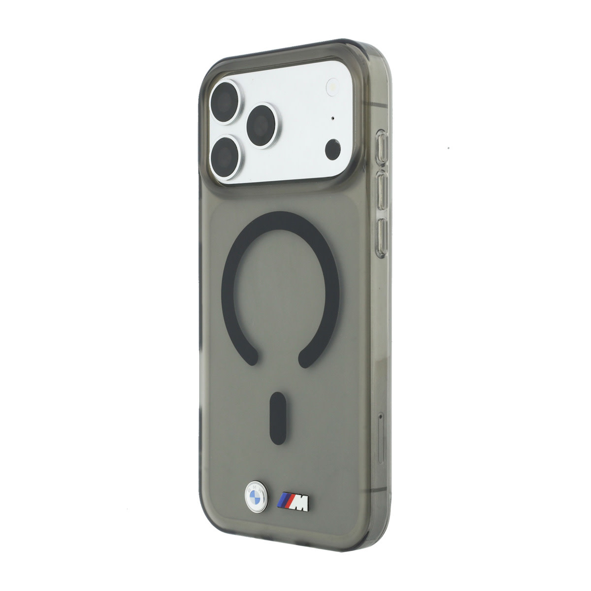 BMW iPhone 18 Pro / iPhone 17 Pro hoesje MagSafe - IML - frosted finish - hard shell - metal logos Zwart - detail 1
