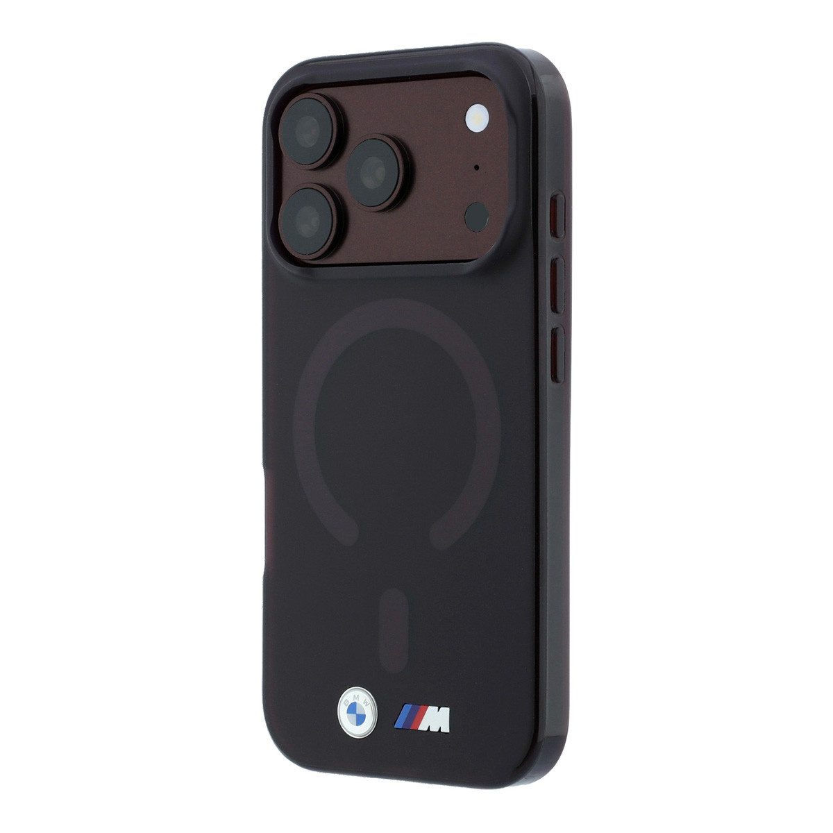 BMW iPhone 18 Pro / iPhone 17 Pro hoesje MagSafe - IML - frosted finish - hard shell - metal logos Bordeauxrood - detail 4