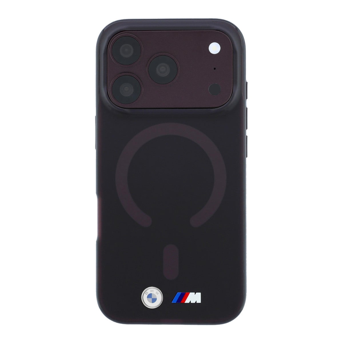 BMW iPhone 18 Pro / iPhone 17 Pro hoesje MagSafe - IML - frosted finish - hard shell - metal logos Bordeauxrood - detail 1