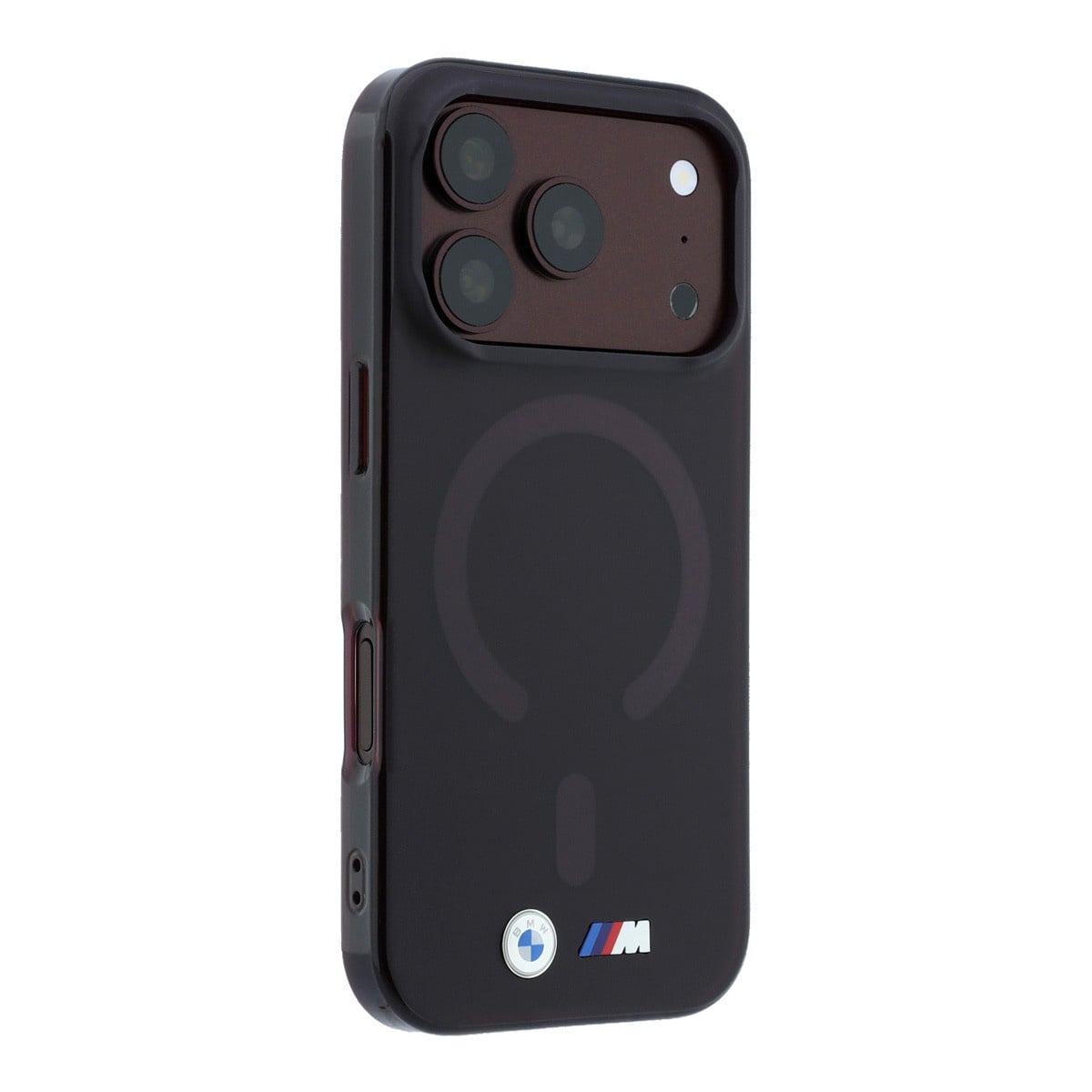 BMW iPhone 18 Pro / iPhone 17 Pro hoesje MagSafe - IML - frosted finish - hard shell - metal logos Bordeauxrood - detail 2