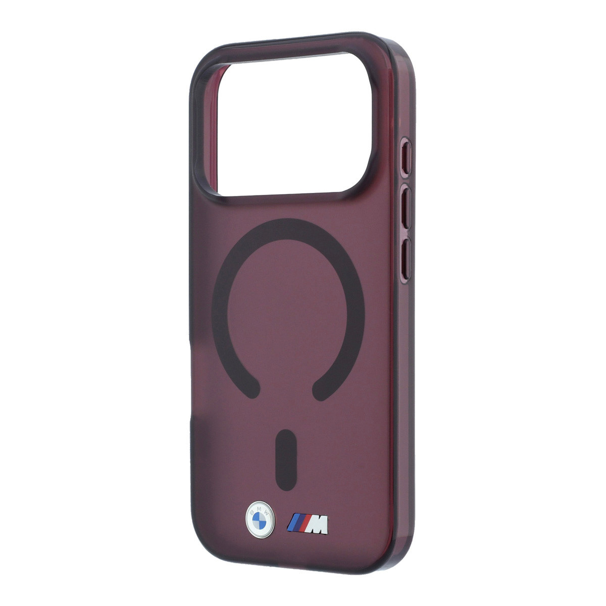 BMW iPhone 18 Pro / iPhone 17 Pro hoesje MagSafe - IML - frosted finish - hard shell - metal logos Bordeauxrood - detail 6